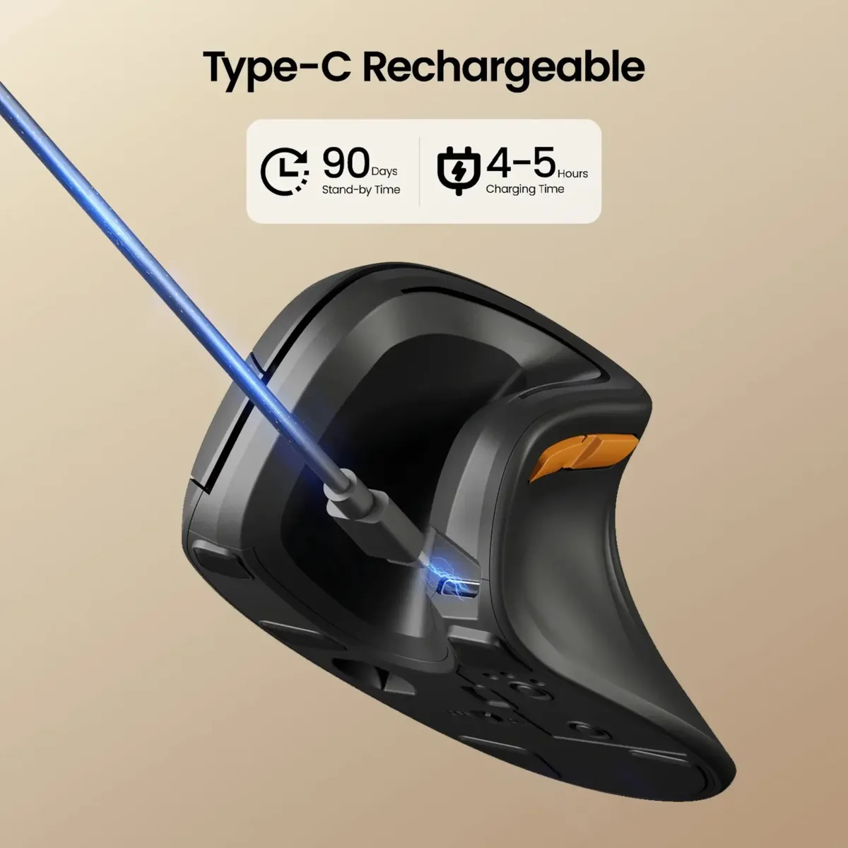 Mouse Diestro Ergonómico Vertical Inalámbrico ProtoArc Em11-nl