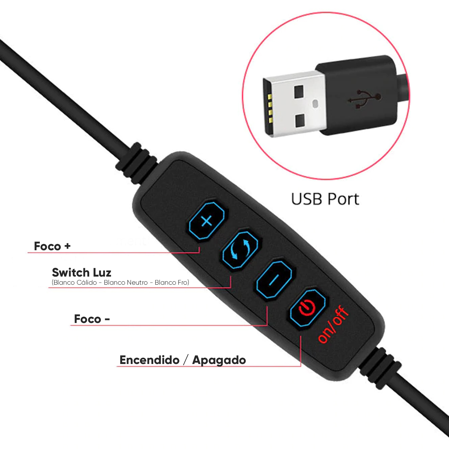 Anillo de Luz Selfie 16cm 15W C/Control y Tripode