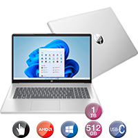 Notebook HP 17,3'' Táctil Ryzen 7 16gb 1tb 512gb W11
