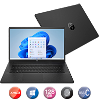 Notebook Hp 17,3'' Ryzen 5 8gb 128gb Win11