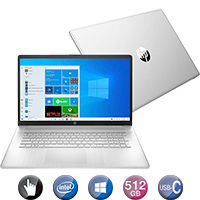 Notebook Hp 17,3'' Táctil Pentium Gold 8gb 512gb Win10
