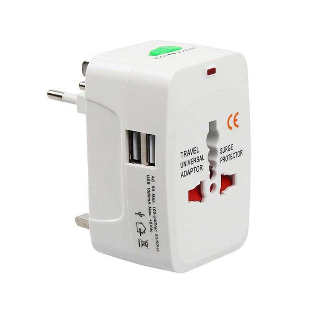 ADAPTADOR DE CORRIENTE UNIVERSAL DE VIAJE 2 USB