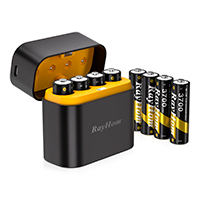 Cargador Rayhom Para 4 Pilas AA + 8 Pilas AA 1,5v 3700mwh