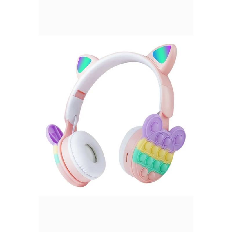 Auricular Inalámbrico Pop It Bluetooth Vincha C/Orejas Luces - Rosa