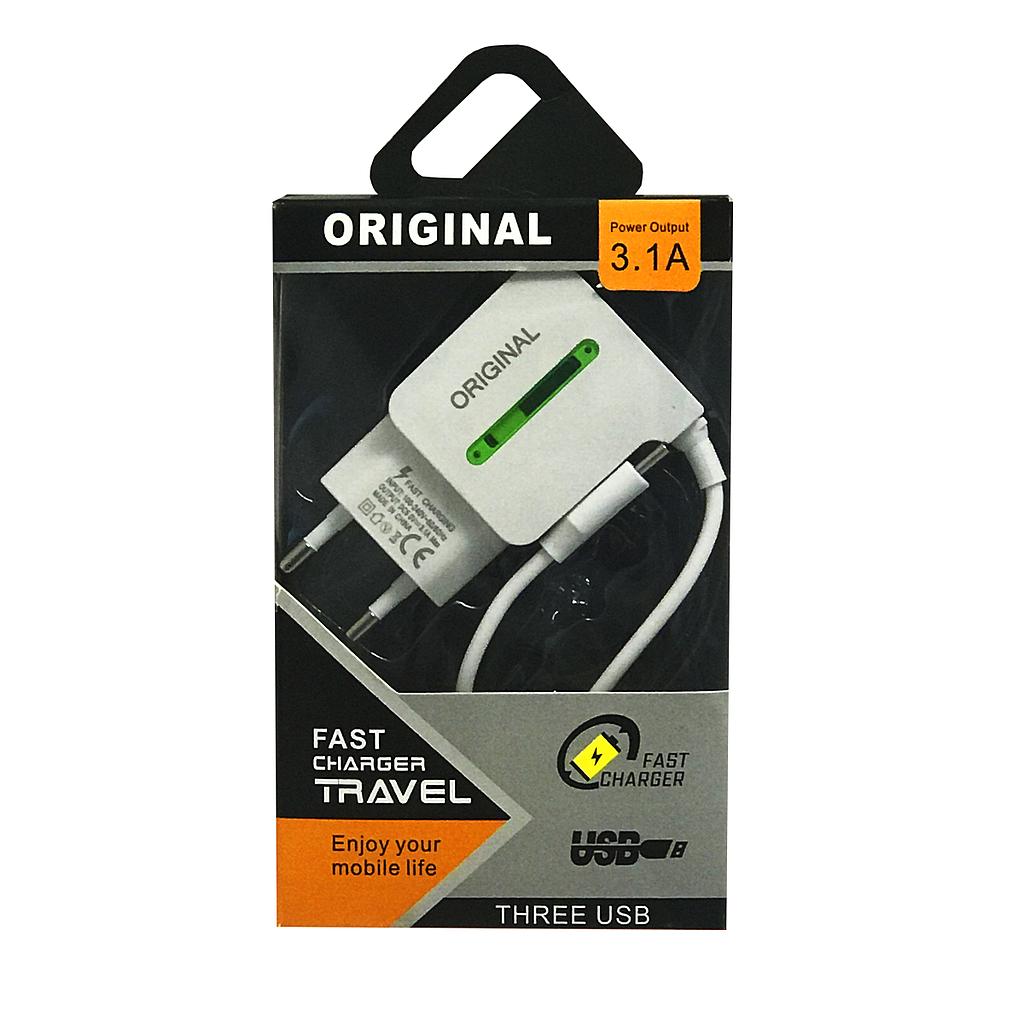 Cargador De Pared Tipo C - 2 USB - 3.1A