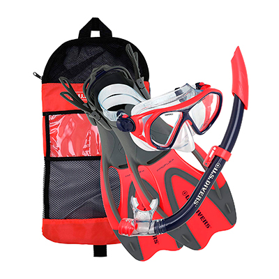 KIT P/AGUA USD DORADOII/SEABREEZE JR/PROFLEX JR ROJO/GRIS TALLE SM