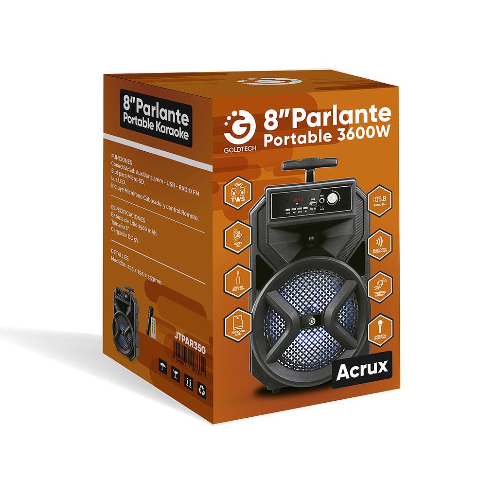 Parlante Portátil Karaoke Manija-potencia Usb/bt + Microfono